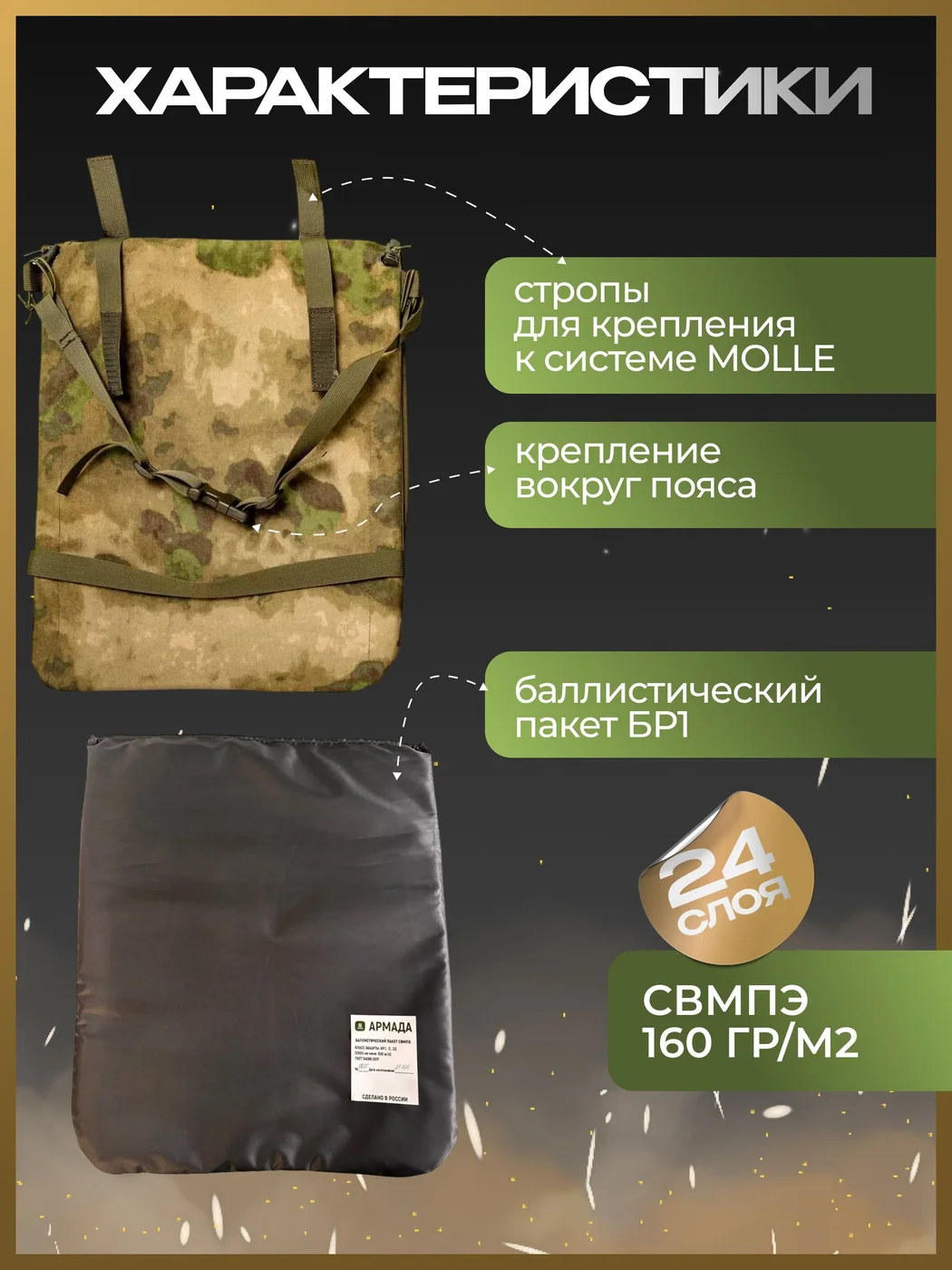 Пятиточечник тактический с баллистикой СВМПЭ Бр2, С, С2 (Сидушка складная), фото 4 из 8