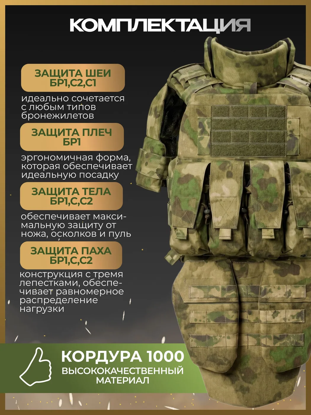 Бронежилет «Армада +» Мох (Баллистический пакет кевлар БР1, С, С2), фото 8 из 8